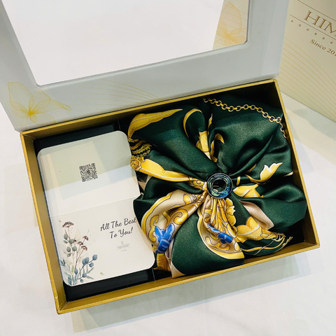 Set Quà HimHip Khăn Lụa Cao Cấp 85*85cm & Cài Khăn Kèm Túi Hộp Thiệp - 1051