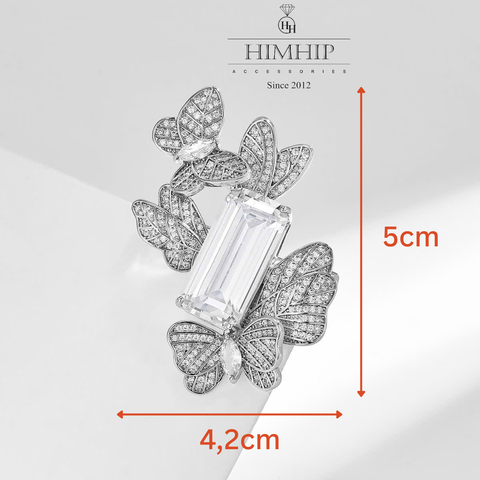 Trâm, Ghim Cài Áo HimHip HKCC Đàn Bướm Nhỏ Đậu Hạt Phale 5*4.2cm