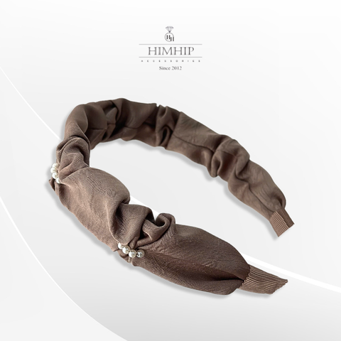 Bờm HimHip Vải Xếp Ly Phối Hạt Giả Trai 2.8cm