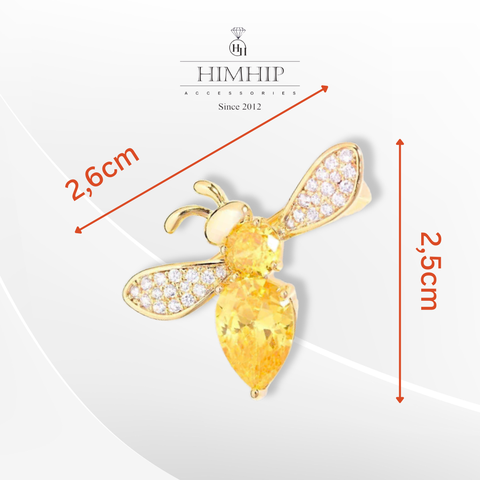 Trâm, Ghim Cài Áo HimHip HKCC Ong Phale Vàng Lấp Lánh 2.5x2.6cm