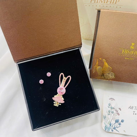 Set Quà Valentine 8/3 HimHip Khuyên Tai & Kẹp Mái Kèm Túi Hộp Thiệp - 294