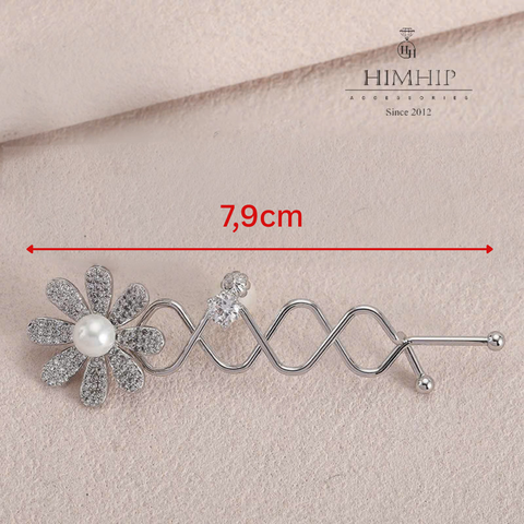 Kẹp Mái HimHip HKCC Lượn Sóng Hoa Cúc Nhỏ Nụ Giả Trai 7.9x2.5cm