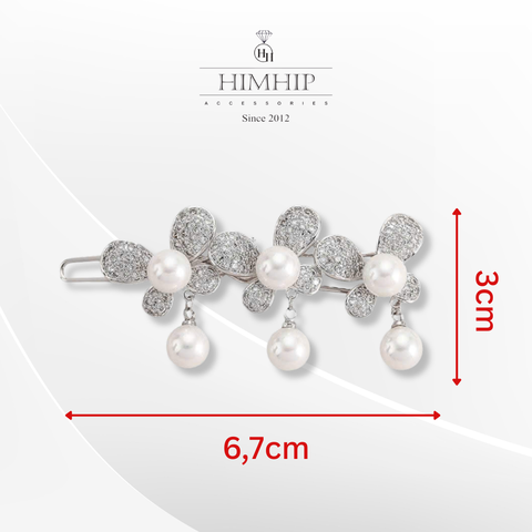 Kẹp Mái HimHip HKCC Tam Bạch Điệp Mix Hạt Giả Trai 6.7x3cm