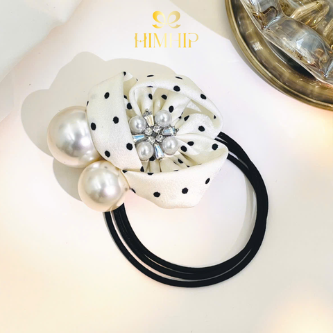 Dây Buộc Tóc HimHip Hoa Trà Chấm Bị Nụ Đá Phale 6x4.5cm