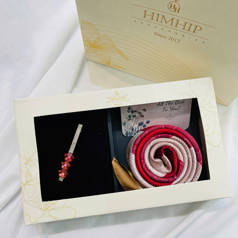 Set Quà HimHip Khăn Lụa Vuông 70x70cm & Kẹp Tóc Kèm Túi Hộp Thiệp - 30