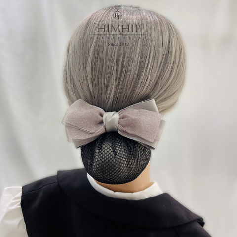 Kẹp Bối, Búi Lưới HimHip Phối Vải Voan Nơ To Thanh Lịch 7x13cm