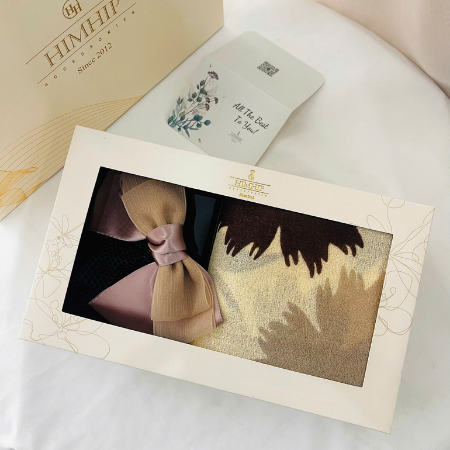 Set Quà Tặng HimHip Khăn Viscose 90x90cm & Bối Tóc Kèm Túi Hộp Thiệp - 117