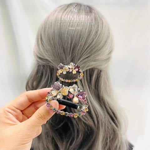 Kẹp Bấm HimHip HKCC Oval Phale Tam Sắc Phối Bướm Nhỏ 4*5.5cm