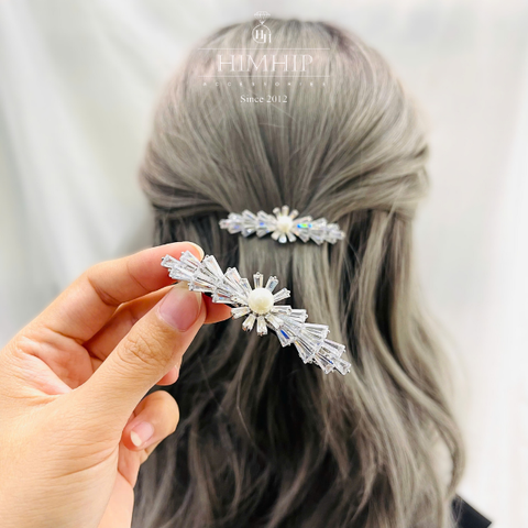 Kẹp Bấm HimHip HKCC Hoa Tuyết Phale Phối Hạt Giả Trai 6.8*2cm