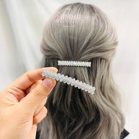 Kẹp Bấm HimHip HKCC Phối Đá Phale Trắng 7*1.1cm