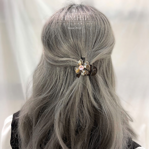 Kẹp Cành Cua HimHip Composite Cỏ May Mắn Cánh Tím Phối Đá Phale Lấp Lánh