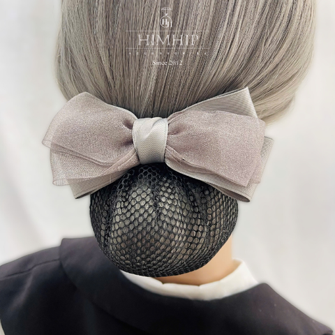 Kẹp Bối, Búi Lưới HimHip Phối Vải Voan Nơ To Thanh Lịch 7x13cm