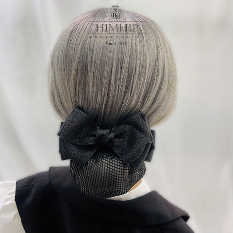 Kẹp Bối, Búi Lưới HimHip Phối Vải Voan Nơ To Thanh Lịch 7x13cm