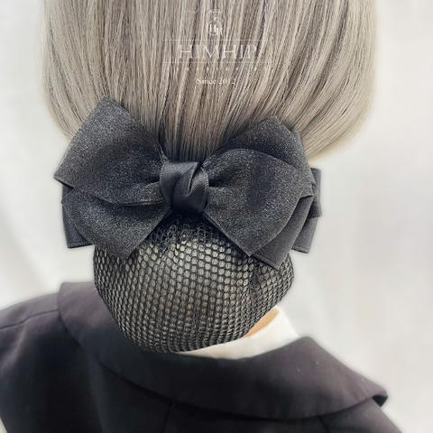 Kẹp Bối, Búi Lưới HimHip Phối Vải Voan Nơ To Thanh Lịch 7x13cm