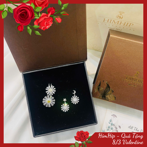 Set Quà 8/3 HimHip Khuyên Tai & Kẹp Mái Kèm Túi Hộp Thiệp - 263