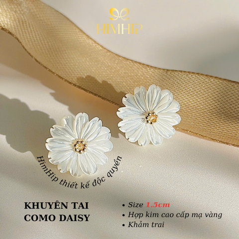 Khuyên Tai Nụ HimHip Como Daisy HKCC Khảm Trai 1.5cm