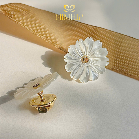 [Thiết Kế] Pin Cài Cúc HimHip Como Daisy HKCC Khảm Trai 1.5~2cm