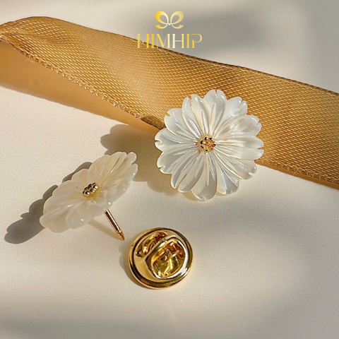 [Thiết Kế] Pin Cài Cúc HimHip Como Daisy HKCC Khảm Trai 1.5~2cm