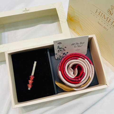 Set Quà HimHip Khăn Lụa Vuông 70x70cm & Kẹp Tóc Kèm Túi Hộp Thiệp - 30