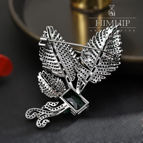 Trâm, Ghim Cài Áo HimHip Hoa 3 Lá Thanh Lịch Đính Phale Xanh 4,5*6cm