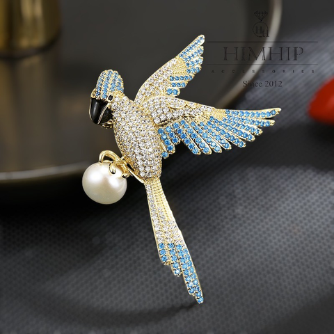 Trâm, Ghim Cài Áo HimHip Chim Yến Phụng Sang Trọng HKCC Đính Phale 4,3*6cm