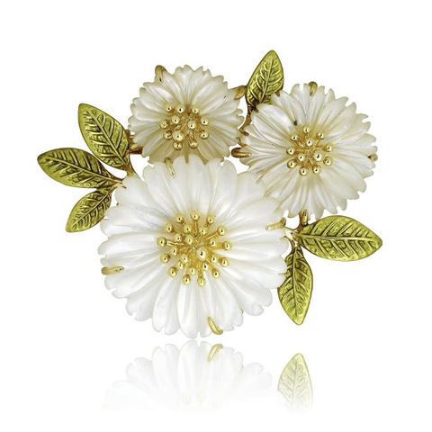 Set Trang Sức HimHip Trai Thật Vòng Cổ 43.5cm, Cài Áo Cúc Họa Mi 3x3.5cm Sang Trọng