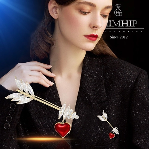 Set Quà 8/3 HimHip Khuyên Tai & Cài Áo Kèm Túi Hộp Thiệp - 155