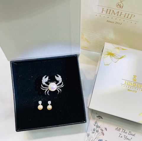 Set Quà HimHip Khuyên Tai & Cài Áo Kèm Túi Hộp Thiệp - 223