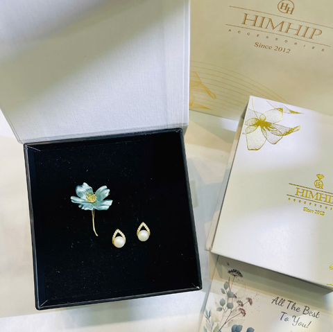 Set Quà HimHip Khuyên Tai & Cài Áo Kèm Túi Hộp Thiệp - 224