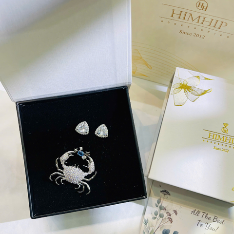Set Quà HimHip Khuyên Tai & Cài Áo Kèm Túi Hộp Thiệp - 227