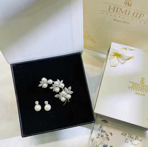 Set Quà HimHip 20/10 Khuyên Tai & Cài Áo Kèm Túi Hộp Thiệp - 228