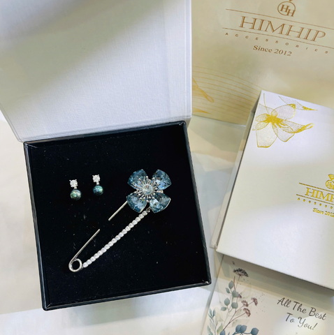 Set Quà HimHip 20/10 Khuyên Tai & Cài Áo Kèm Túi Hộp Thiệp - 232