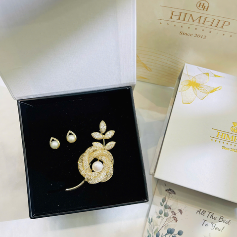 Set Quà HimHip Khuyên Tai & Cài Áo Kèm Túi Hộp Thiệp - 233