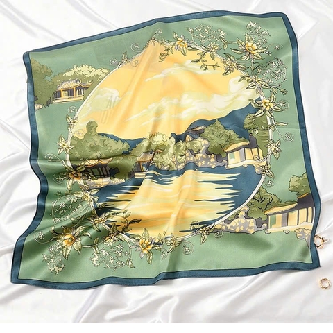 Set Quà HimHip Khăn Lụa Cao Cấp 65x65cm & Cài Khăn, Cài Áo Kèm Túi Hộp Thiệp - 1461