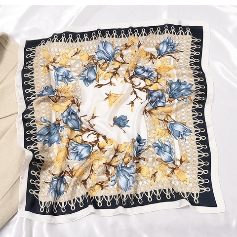 Set Quà 20/10 HimHip Khăn Lụa Vuông 70x70cm & Cài Khăn, Cài Áo Kèm Túi Hộp Thiệp - 1486