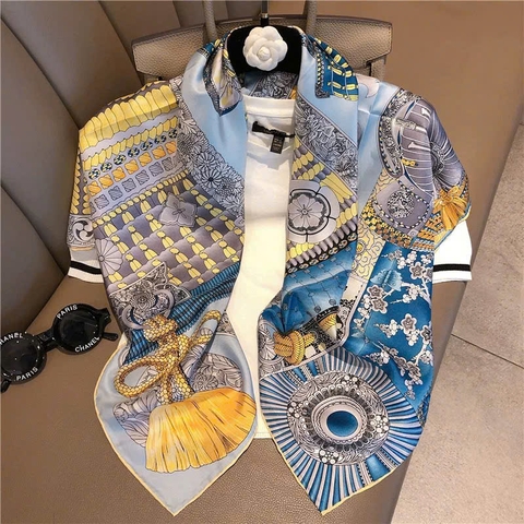 Set Quà HimHip Khăn Lụa Cao Cấp 85*85cm & Cài Khăn, Cài Áo, Khuyên Tai Kèm Túi Hộp Thiệp - 1040