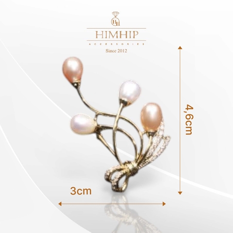 Trâm, Ghim Cài Áo HimHip Chùm Nơ Xoắn Sang Trọng HKCC Mix Trai 3*4,6cm
