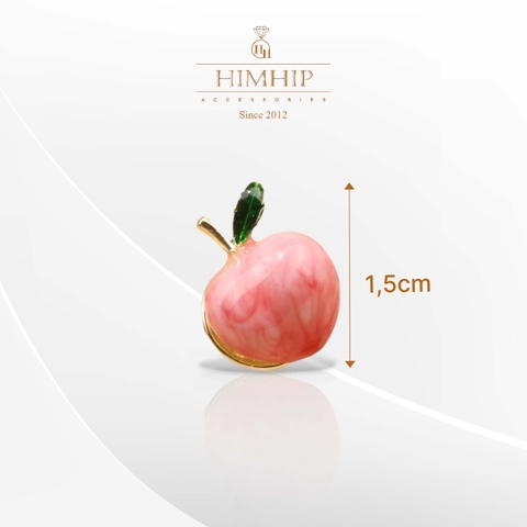 Pin Cài Áo HimHip Quả Đào Hồng Dễ Thương HKCC Phủ Bóng 1,5cm