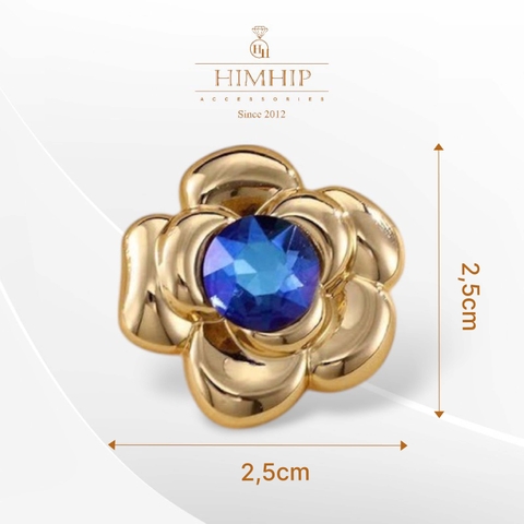Trâm, Ghim Cài Áo Nhỏ HimHip Hoa Hồng Trơn Thanh Lịch Đính Phale 2,5cm - Vàng
