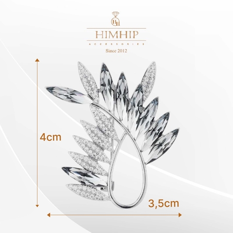 Trâm, Ghim Cài HimHip Lá Xanh Sang Trọng HKCC Đính Phale 3.5*4cm