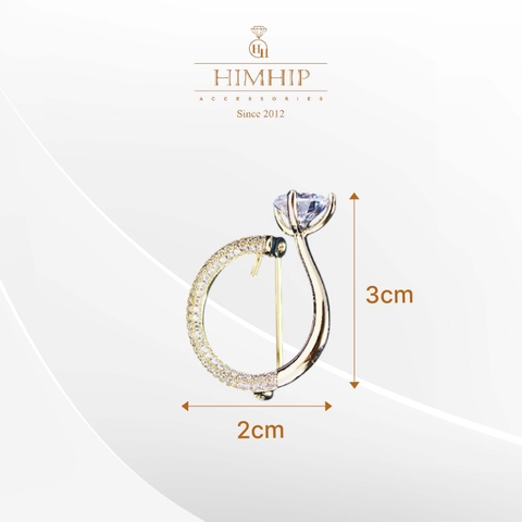 Trâm, Ghim Cài Áo Nhỏ HimHip Vòng Cung Sang Trọng HKCC Đính Phale 2*3cm
