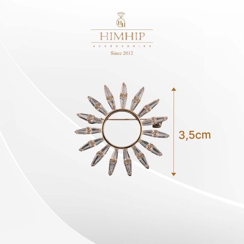 Trâm, Ghim Cài Áo HimHip Vòng Tròn Cánh Thưa Thanh Lịch HKCC Đính Phale 3,5cm