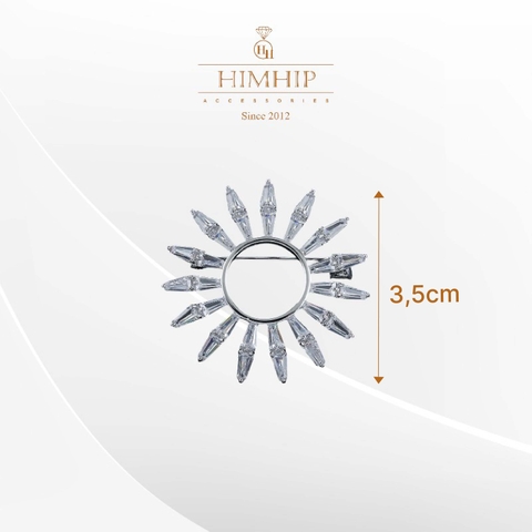 Trâm, Ghim Cài Áo HimHip Vòng Tròn Cánh Thưa Thanh Lịch HKCC Đính Phale 3,5cm