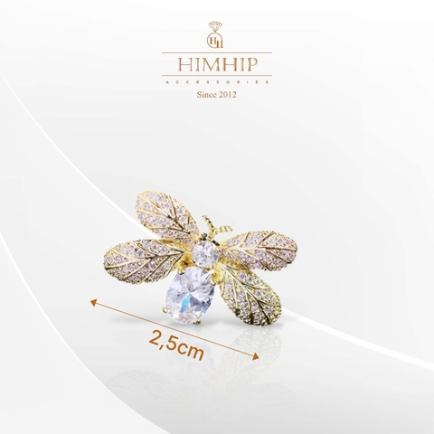 Pin Cài Áo HimHip Con Ong Vàng Cánh Lấp Lánh Sang Trọng HKCC Đính Phale 2,5 cm