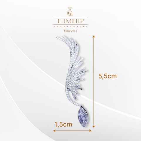 Trâm, ghim cài áo lông vũ phale sang trọng 5.5*1.5cm
