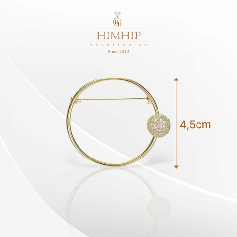 Trâm, Ghim Cài Áo HimHip Vòng Tròn Phối Charm Sang Trọng HKCC Đính Phale 4.5x4.5cm