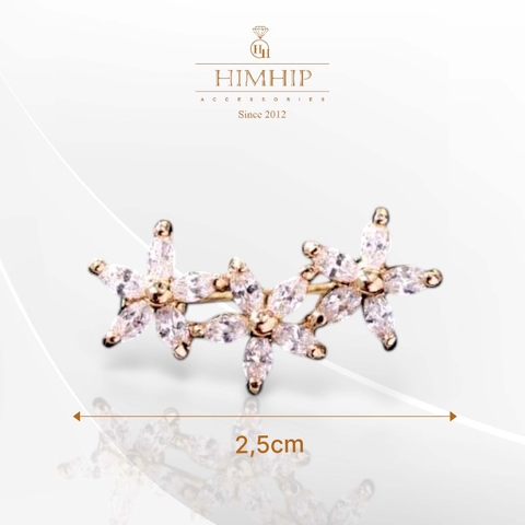 Trâm, Ghim Cài Áo Nhỏ HimHip Ba Hoa Sang Trọng HKCC Đính Phale 2,5 cm