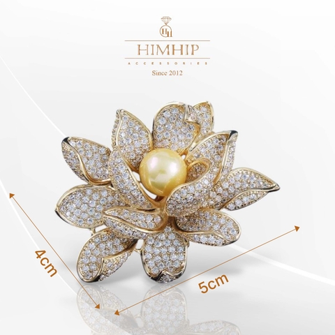 Trâm, Ghim Cài HimHip Hoa Sen Nhụy Trai Sang Trọng HKCC Đính Phale 4*5cm