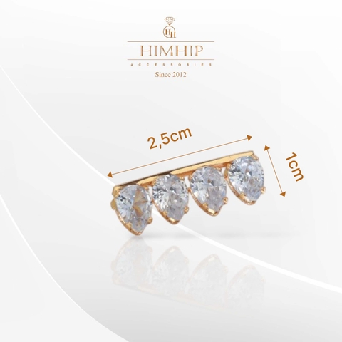 Trâm, Ghim Cài Áo Nhỏ HimHip Thanh Ngang Vàng Sang Trọng HKCC Đính Phale 1*2,5cm