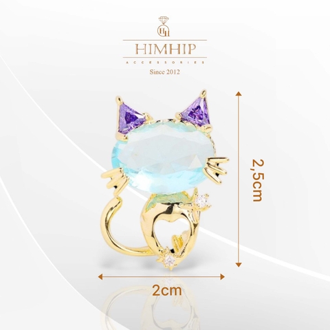 Trâm, Ghim Cài HimHip Mèo Con HKCC Đính Phale 2*2,5cm